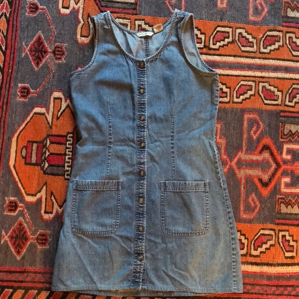 Eddie Bauer Vintage denim jumper dress mini PXS
